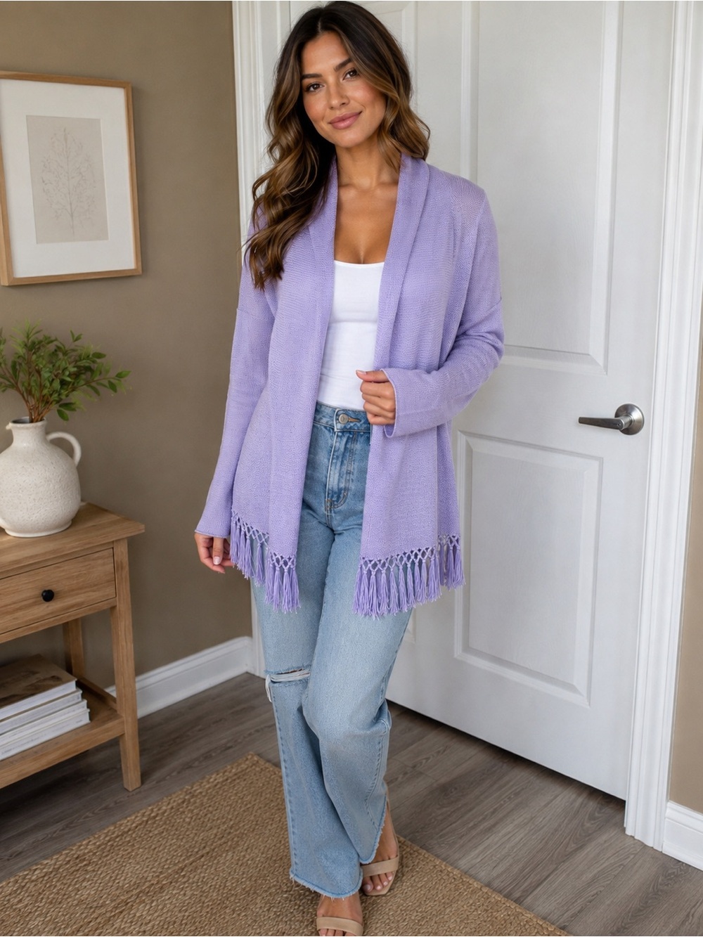 Lilly Pulitzer Tatum Lilac purple Open-Front Women's fringe cardigan
Sweater XS